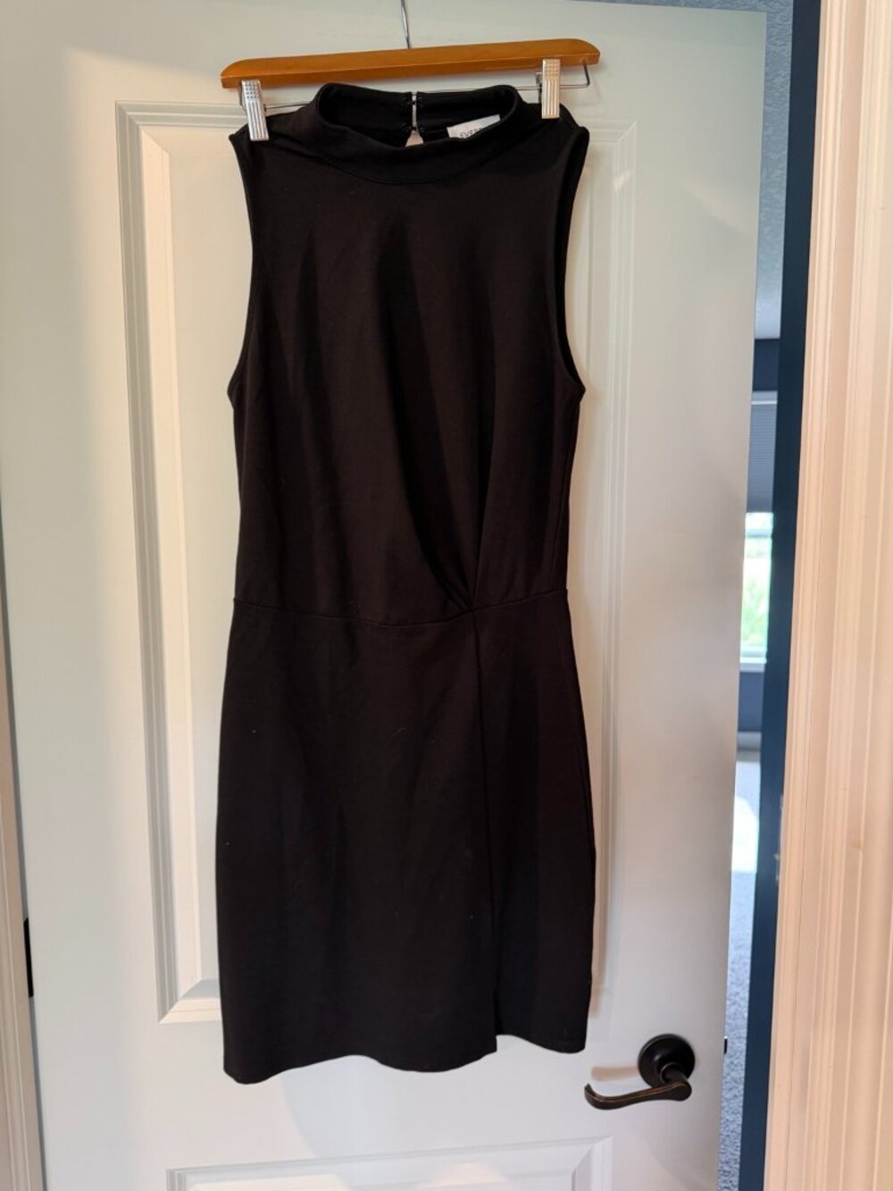 EVEREVE Black Twist Front Midi Dress Sleeveless Size M